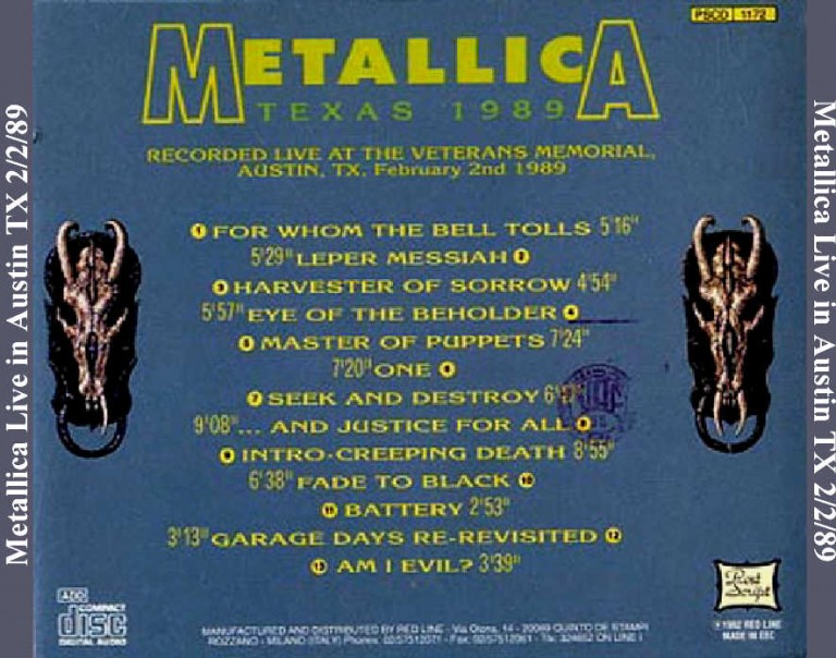 METALLICA TEXAS 1989 ACE BOOTLEGS